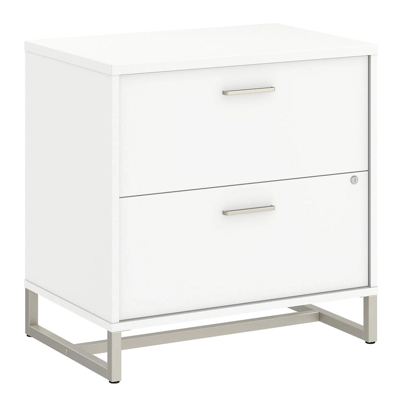 2 Drawer Lateral File Cabinet - Mid Century Modern Design - Full Extension Ball Bearing Slides - Letter Legal Size - Fully Assembled