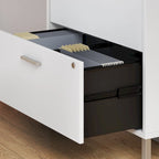 2 Drawer Lateral File Cabinet - Mid Century Modern Design - Full Extension Ball Bearing Slides - Letter Legal Size - Fully Assembled