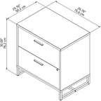 2 Drawer Lateral File Cabinet - Mid Century Modern Design - Full Extension Ball Bearing Slides - Letter Legal Size - Fully Assembled