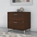 2 Drawer Lateral File Cabinet - Mid Century Modern Design - Full Extension Ball Bearing Slides - Letter Legal Size - Fully Assembled