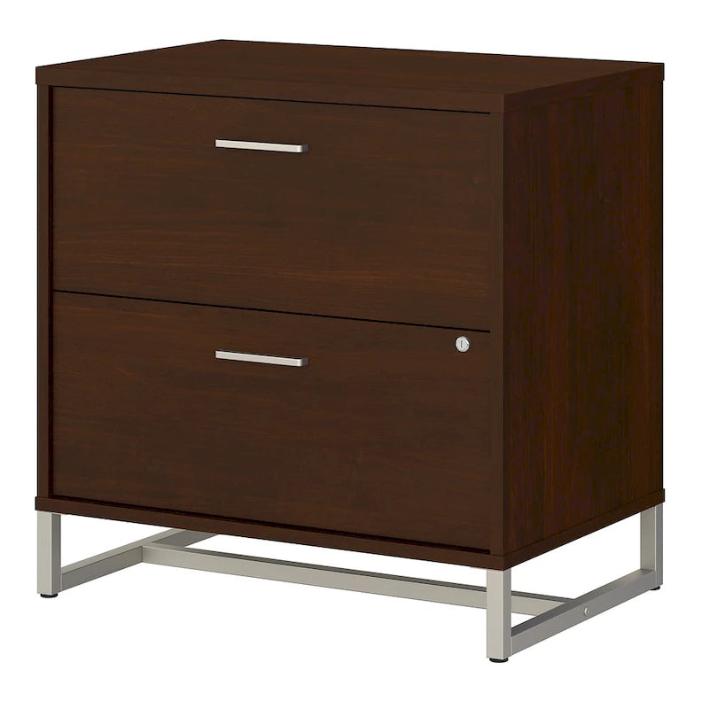 2 Drawer Lateral File Cabinet - Mid Century Modern Design - Full Extension Ball Bearing Slides - Letter Legal Size - Fully Assembled