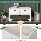 Merax Rustic Storage Bench with Removable Basket and Removable Cushion