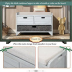 Merax Rustic Storage Bench with Removable Basket and Removable Cushion