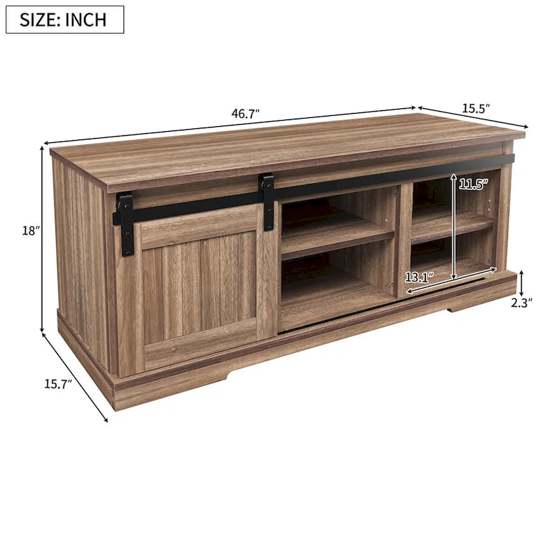 Storage Bench with a Sliding Door and Adjustable Shelf