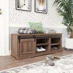 Storage Bench with a Sliding Door and Adjustable Shelf