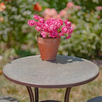 Three Piece Round Top Iron Bistro Set in Galvanized - 24.21 X24.21 X27.17 H