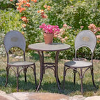Three Piece Round Top Iron Bistro Set in Galvanized - 24.21 X24.21 X27.17 H
