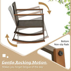 3 Pieces Rocking Bistro Set, Patio Rattan Furniture Conversation Chairs with Coffee Table & Cushions for Balcony Porch Poolside