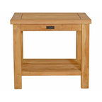 Teak Wood Panama Outdoor End Table With Shelf, Large