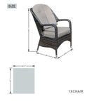 2-Piece Patio Brown Wicker Arm Chair with Cushion