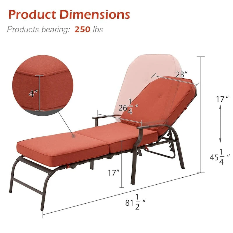 AECOJOY adjustable Outdoor Chaise Patio Lounge Chair (Set of 2)