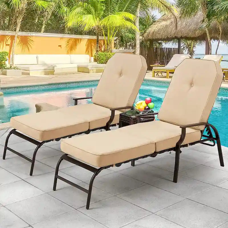 AECOJOY adjustable Outdoor Chaise Patio Lounge Chair (Set of 2)