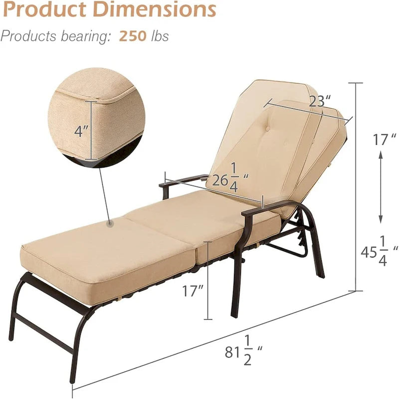 AECOJOY adjustable Outdoor Chaise Patio Lounge Chair (Set of 2)