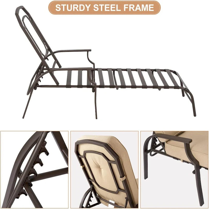 AECOJOY adjustable Outdoor Chaise Patio Lounge Chair (Set of 2)