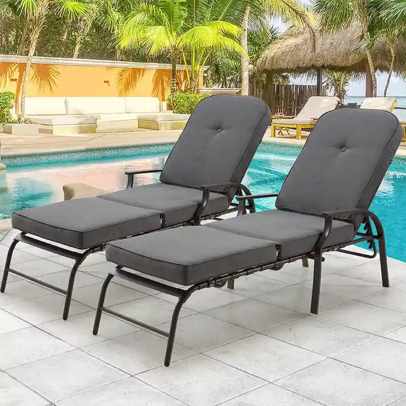 AECOJOY adjustable Outdoor Chaise Patio Lounge Chair (Set of 2)
