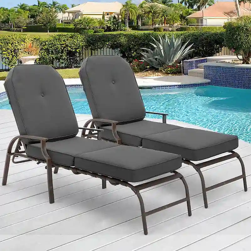 AECOJOY adjustable Outdoor Chaise Patio Lounge Chair (Set of 2)