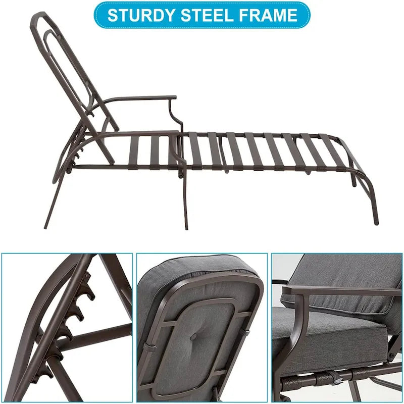 AECOJOY adjustable Outdoor Chaise Patio Lounge Chair (Set of 2)