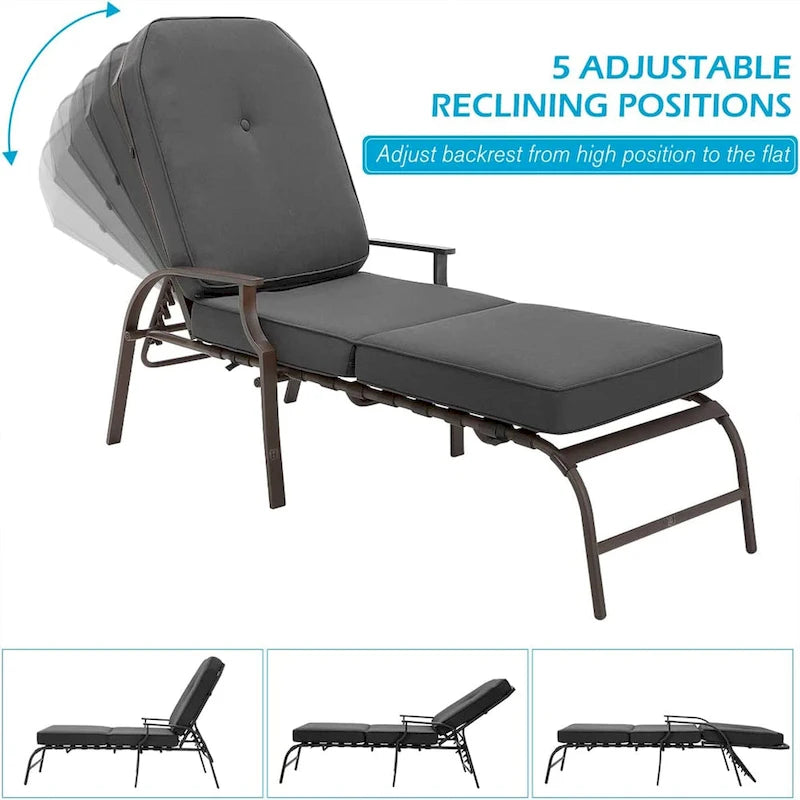 AECOJOY adjustable Outdoor Chaise Patio Lounge Chair (Set of 2)