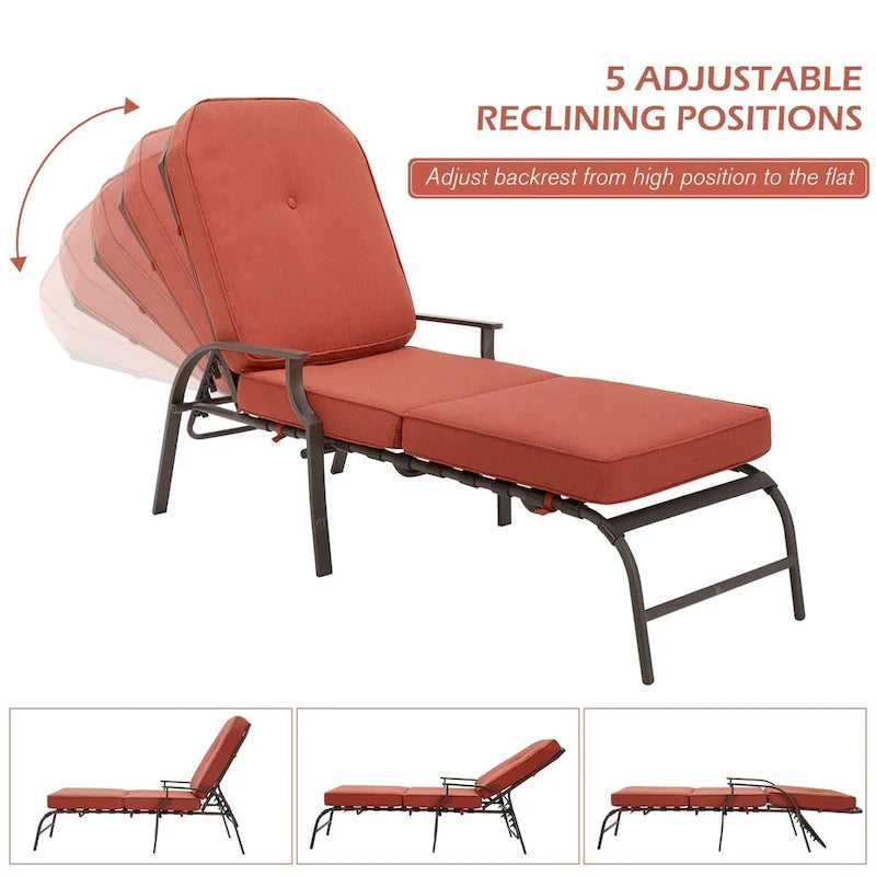 AECOJOY adjustable Outdoor Chaise Patio Lounge Chair (Set of 2)