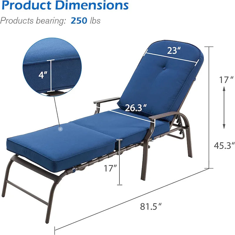 AECOJOY adjustable Outdoor Chaise Patio Lounge Chair (Set of 2)