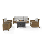 Crosley Bradenton 5Pc Outdoor Wicker Sofa Set W/Fire Table
