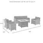 Crosley Bradenton 5Pc Outdoor Wicker Sofa Set W/Fire Table