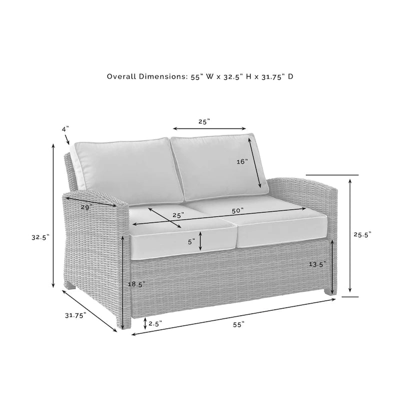 Crosley Bradenton 5Pc Outdoor Wicker Sofa Set W/Fire Table