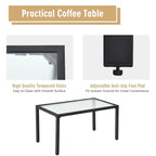 4 Pieces Patio Furniture Set Sofa Coffee Table Steel Frame Garden