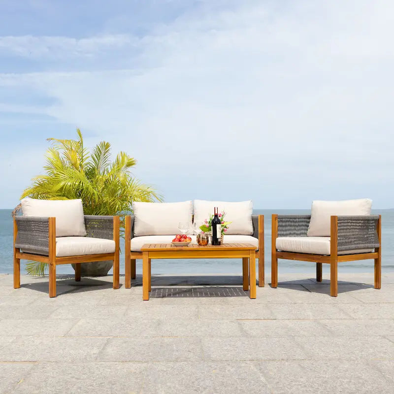 SAFAVIEH Outdoor Hilda 4-Piece Patio Living Set - 49Wx26Dx25H