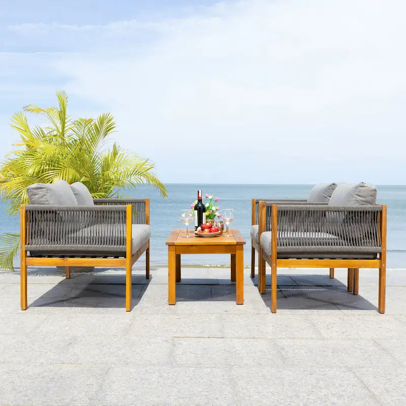 SAFAVIEH Outdoor Hilda 4-Piece Patio Living Set - 49Wx26Dx25H
