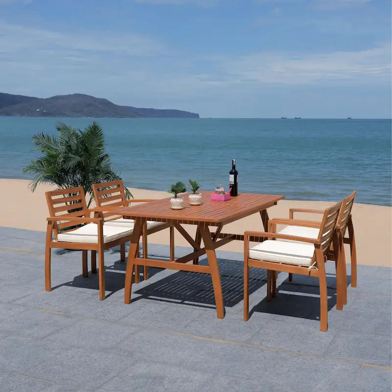 SAFAVIEH Outdoor Silviana 5-Piece Dining Set - 59Wx35Dx30H