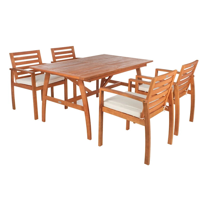 SAFAVIEH Outdoor Silviana 5-Piece Dining Set - 59Wx35Dx30H