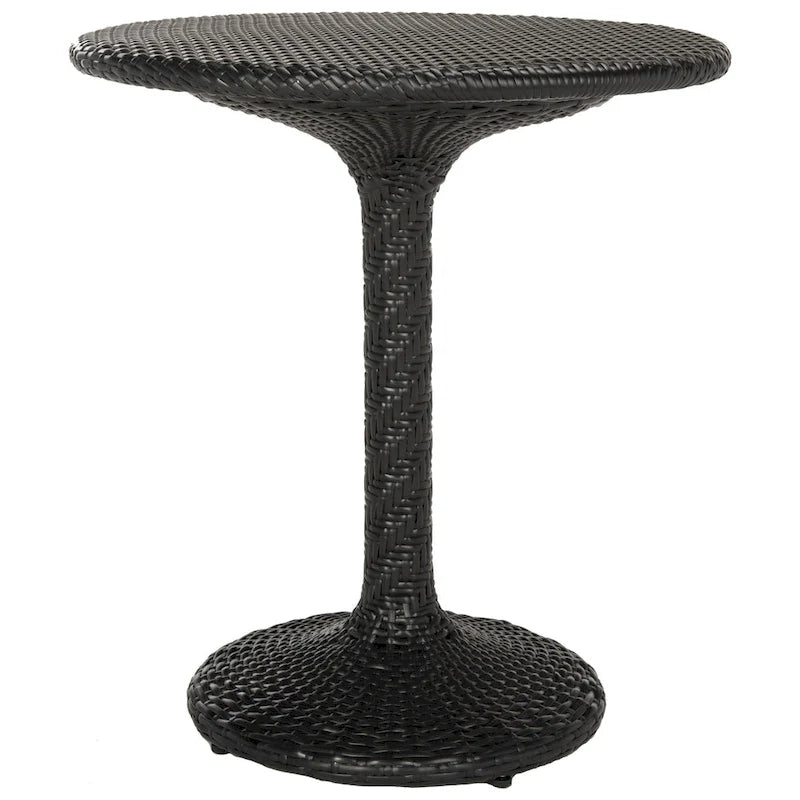 SAFAVIEH Outdoor Willow Black Rattan Bistro Table - 25.5  x 25.5  x 29  - 27Wx22Dx28H