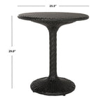SAFAVIEH Outdoor Willow Black Rattan Bistro Table - 25.5  x 25.5  x 29  - 27Wx22Dx28H