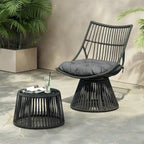 Caryl Outdoor Wicker Chair and Side Table Set with Cushion by Christopher Knight Home