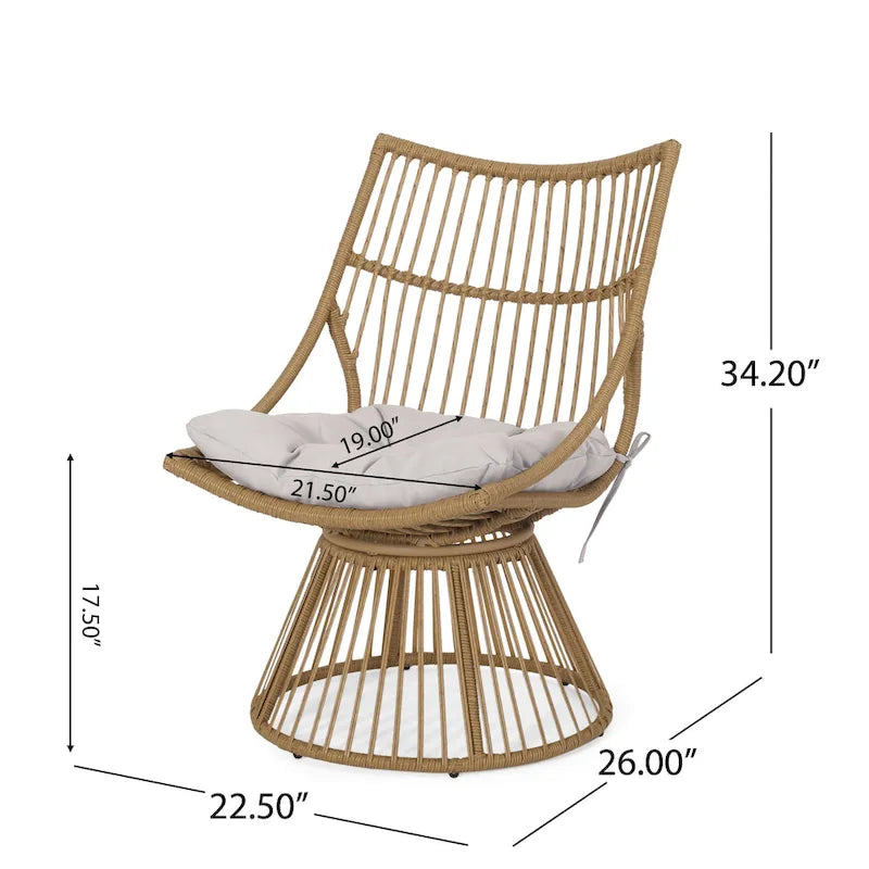 Caryl Outdoor Wicker Chair and Side Table Set with Cushion by Christopher Knight Home