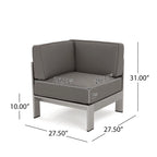 Cape Coral Outdoor Modern 9 Seater Aluminum U-Shaped Sofa Sectional Set with Ottoman by Christopher Knight Home
