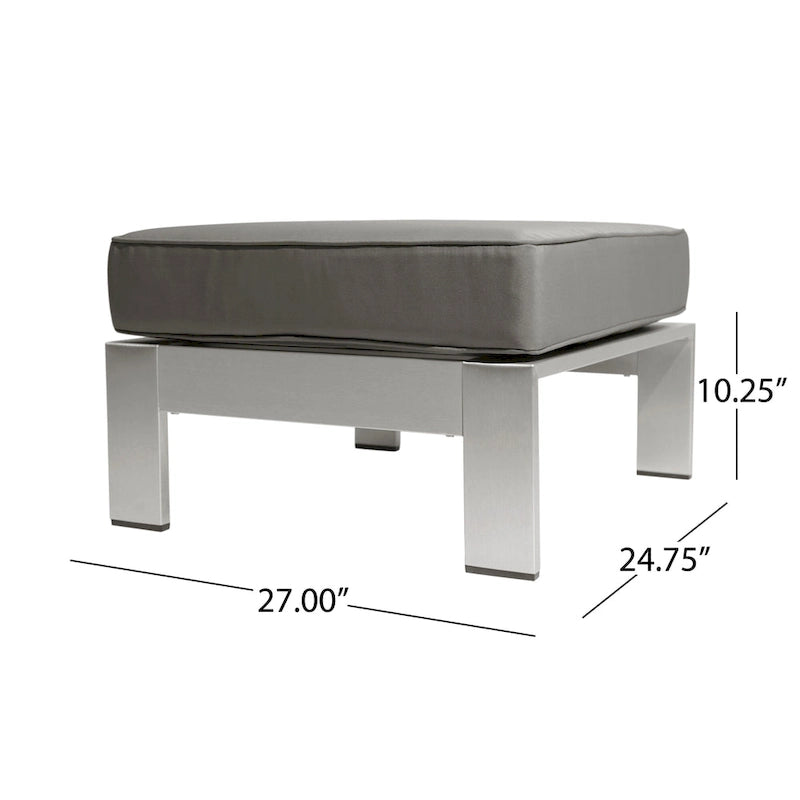 Cape Coral Outdoor Modern 9 Seater Aluminum U-Shaped Sofa Sectional Set with Ottoman by Christopher Knight Home