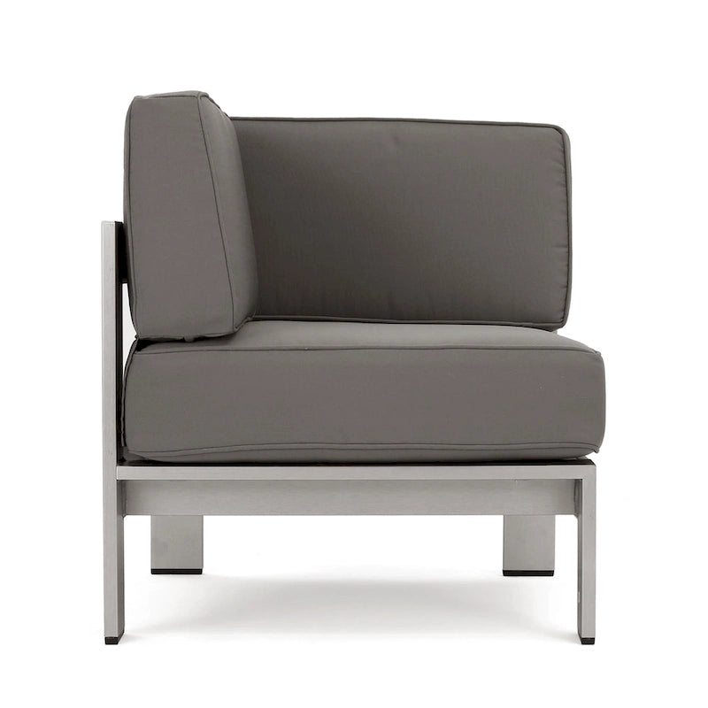 Cape Coral Outdoor Modern 9 Seater Aluminum U-Shaped Sofa Sectional Set with Ottoman by Christopher Knight Home