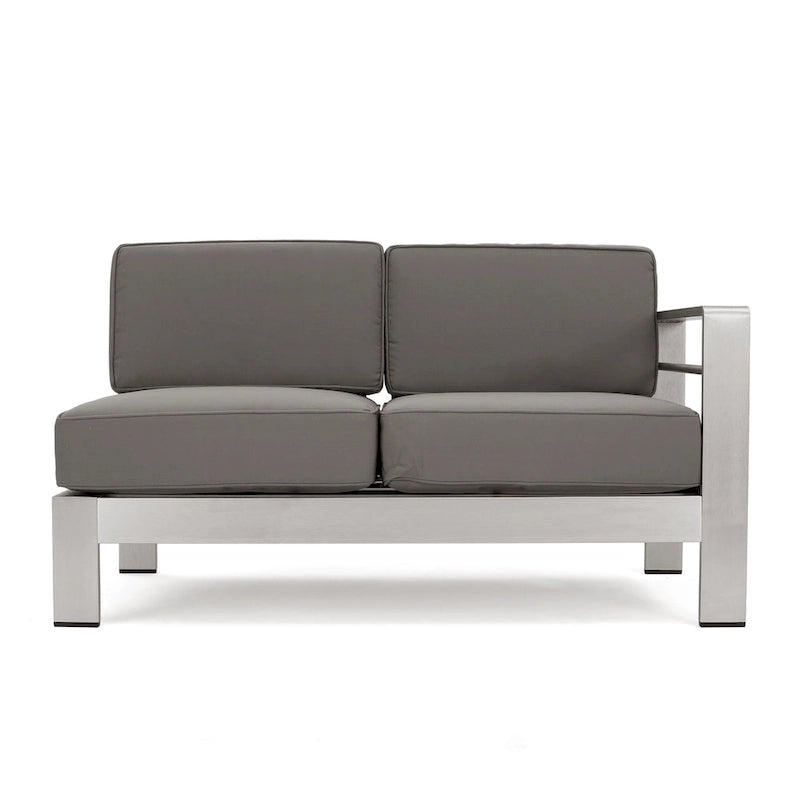 Cape Coral Outdoor Modern 9 Seater Aluminum U-Shaped Sofa Sectional Set with Ottoman by Christopher Knight Home