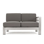 Cape Coral Outdoor Modern 9 Seater Aluminum U-Shaped Sofa Sectional Set with Ottoman by Christopher Knight Home