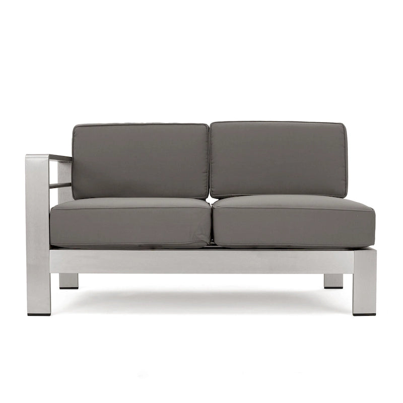 Cape Coral Outdoor Modern 9 Seater Aluminum U-Shaped Sofa Sectional Set with Ottoman by Christopher Knight Home