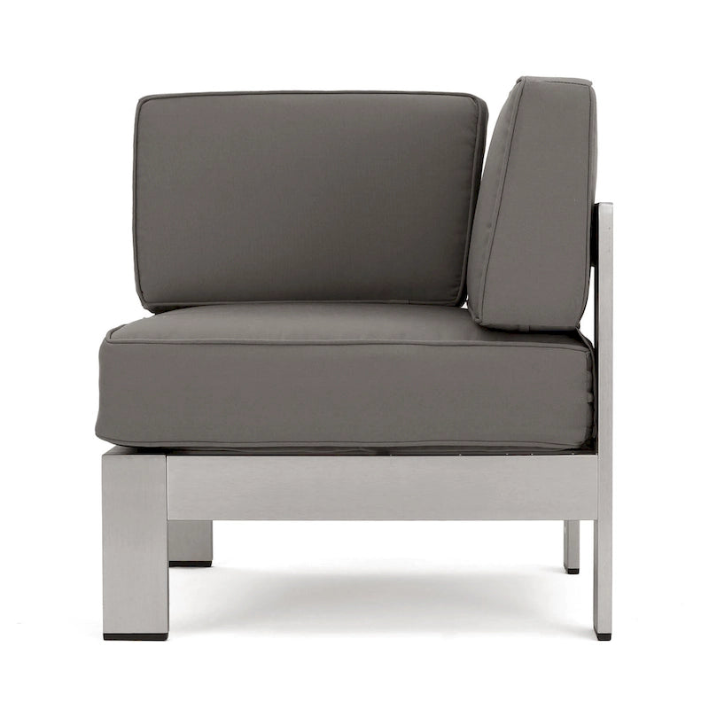 Cape Coral Outdoor Modern 9 Seater Aluminum U-Shaped Sofa Sectional Set with Ottoman by Christopher Knight Home