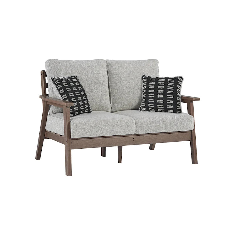 Signature Design by Ashley Emmeline Outdoor Poly All Weather Loveseat with Cushion - 56 W x 34 D x 34 H