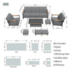 7-Piece Patio Acrylic Sponge Sofa and Chair Set with Table and Bench