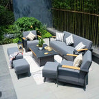 7-Piece Patio Acrylic Sponge Sofa and Chair Set with Table and Bench