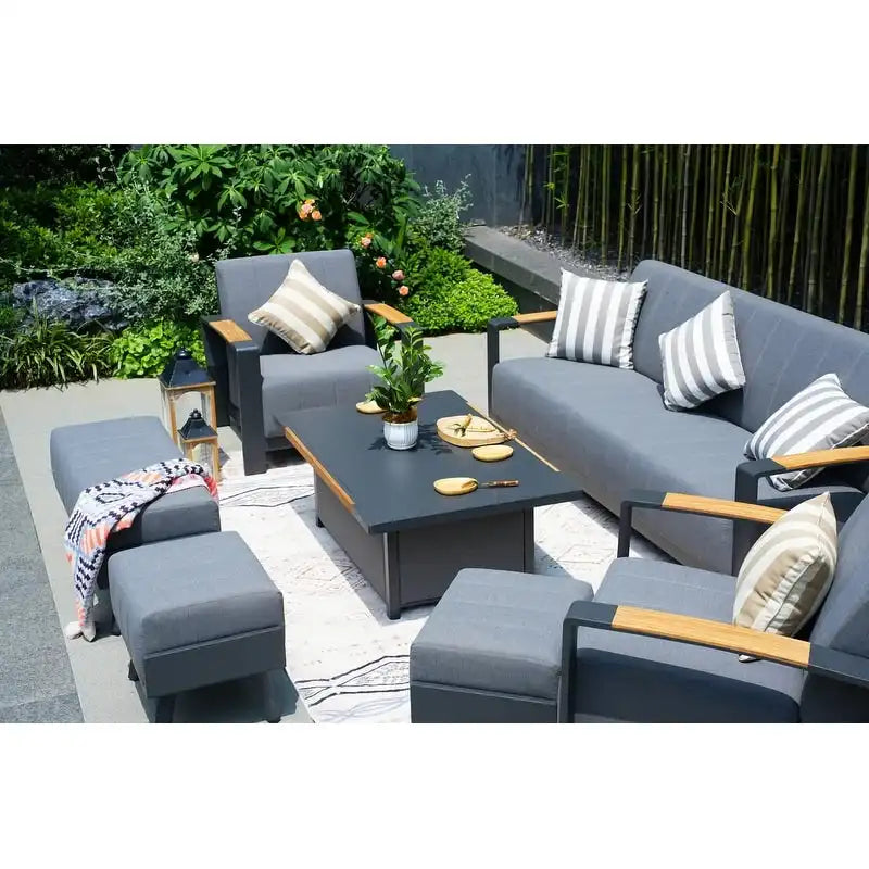 7-Piece Patio Acrylic Sponge Sofa and Chair Set with Table and Bench