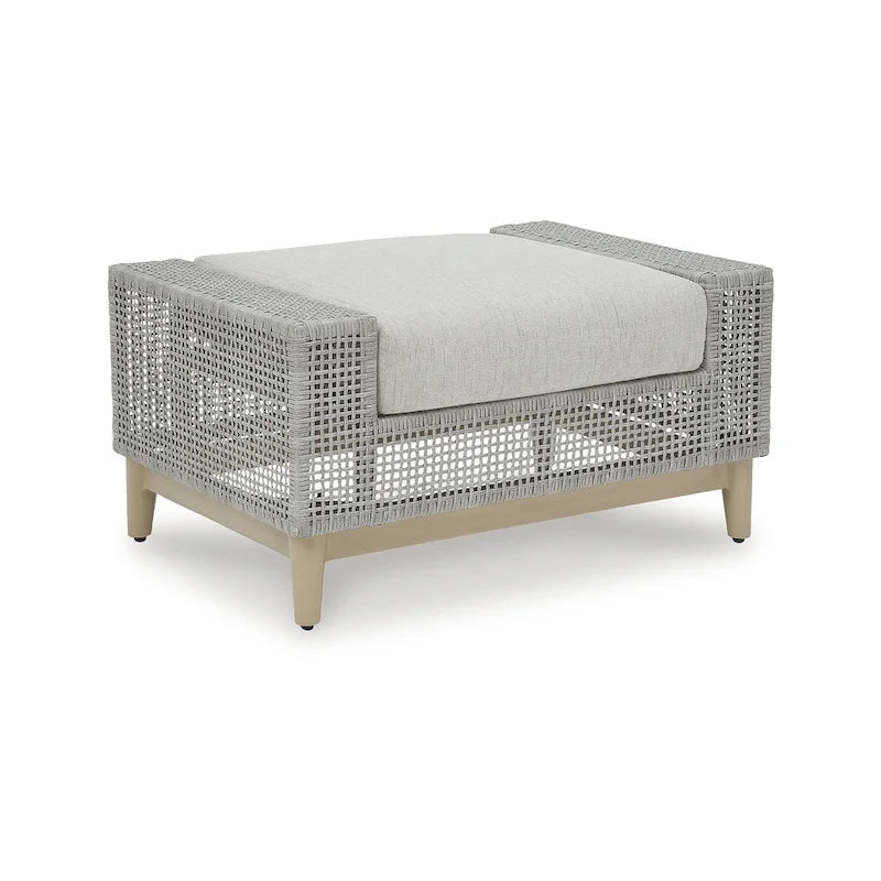 Signature Design by Ashley Seton Creek Gray Outdoor Ottoman with Cushion - 35.13  W x 24.5  D x 19  H