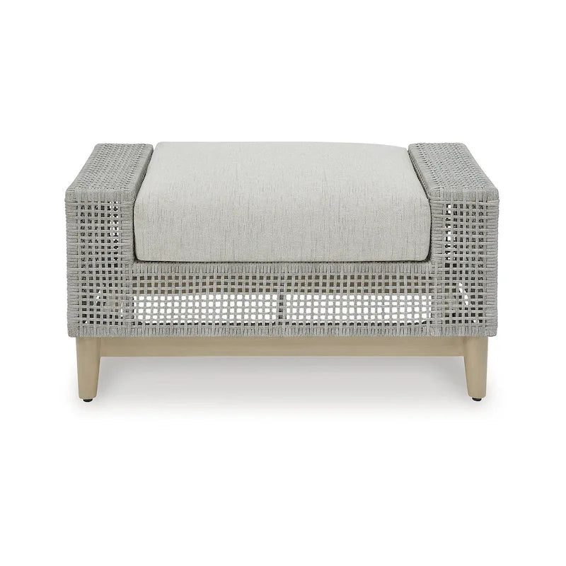 Signature Design by Ashley Seton Creek Gray Outdoor Ottoman with Cushion - 35.13  W x 24.5  D x 19  H