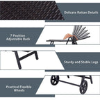 Outdoor Folding Rattan Reclining Chair Adjustable Patio Chaise Lounge